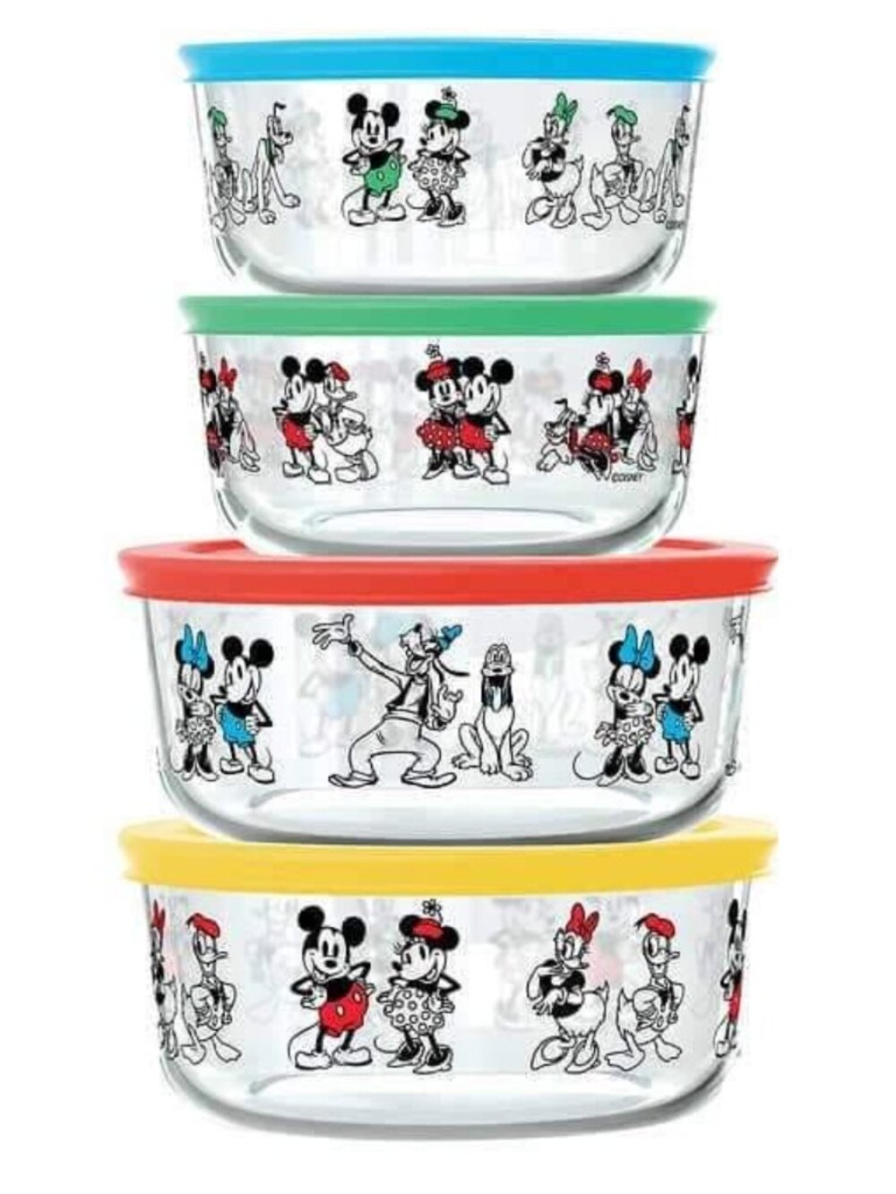 Pyrex 8-Piece Disney Mickey Mouse & Friends Decorated Food Storage Set NIB